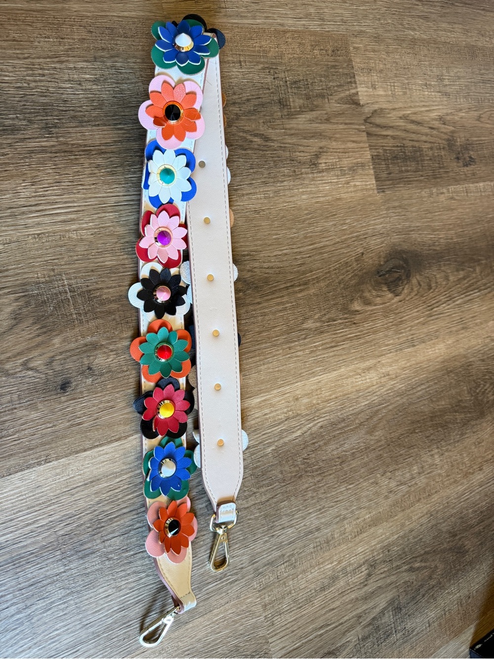 Multicolor Floral Leather Bag Strap